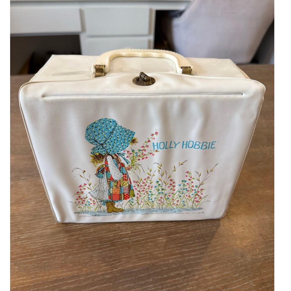 Vintage Holly Hobbie 1972 vinyl lunch box with thermos and cup